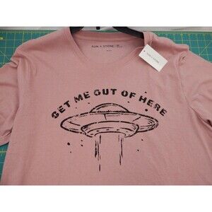 Get Me Out of Here UFO Aliens Unisex 2XL T-Shirt Sun & Stone NWT Peach & Black